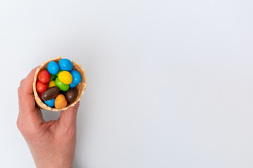 hand holding easter eggs