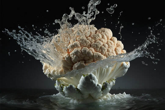 XXXXXXXXXX splashed or thrown in water. Water splash fresh fruit creative concept idea. Ai generated