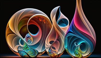 Abstract Dancing Volute Glass Ribbons