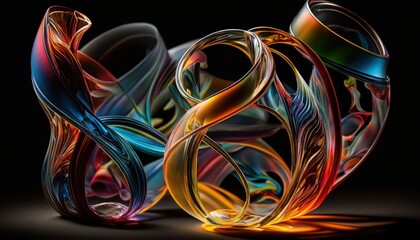 Abstract Dancing Volute Glass Ribbons