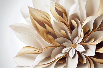 abstract gold and white  dehlia petals pattern, generative AI Art