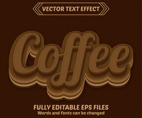 Coffee editable text effect design vectors. Set of editable text effect designs. Modern editable text effect vector design. Editable text style effects - Coffee text style theme.