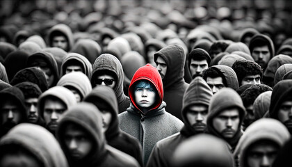 Standing out in a crowd. Generative Ai.