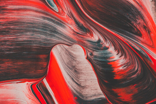 Abstract Red Black White Fluid Texture Background