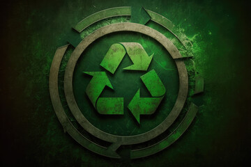Recycling symbol concept on green wallpaper