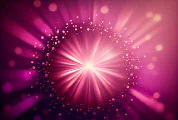 pink abstract background with starburst, stars, bokeh, and radial gradient, generative ai	