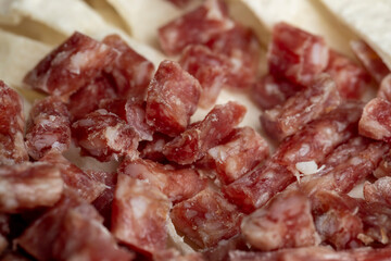 Thinly sliced dried meat sausage