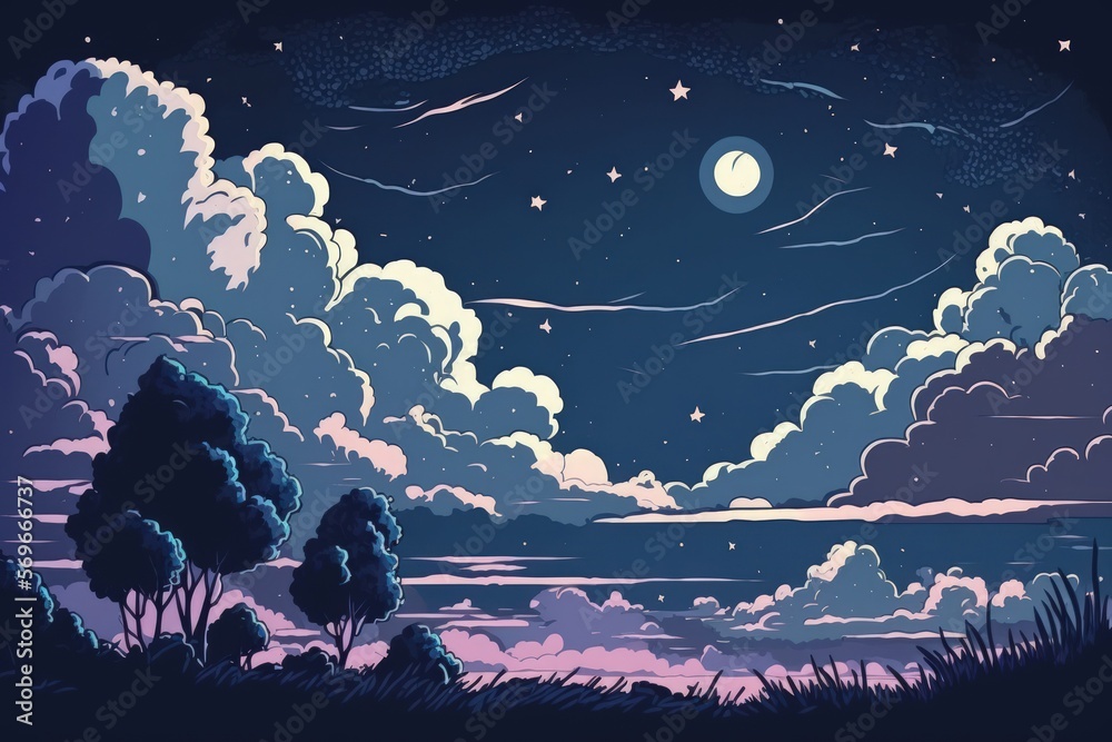 Canvas Prints starry night sky with clouds in the distance. generative ai