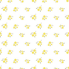 Simple doodle seamless pattern Hand drawn leaves sprigs white  background. Monochrome minimalist botanical background, vector illustration