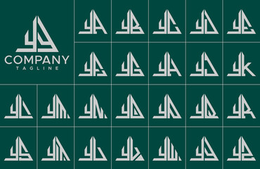 Modern simple line triangle initial letter Y YY logo design set - obrazy, fototapety, plakaty