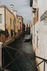 Motor boat in Venice alley