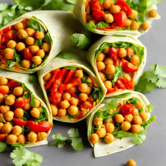 Fototapeta na wymiar A delicious and colorful ai vegetable wrap for a healthy vegan meal