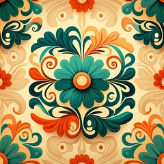 Fototapeta na wymiar floral pattern with colorful flower Illustration
