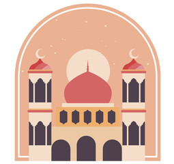 Ramadan Mosque Sticker colourful