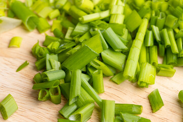 Chopped green onions for use in salads