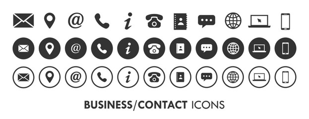 Business Contact Flat Circular Vector Icon Collection