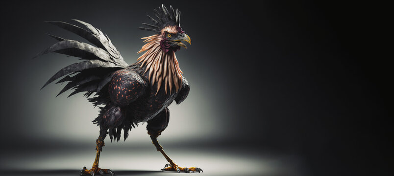 Angry and tough rooster chicken. Generative AI