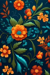 Foto op Plexiglas anti-reflex floral pattern with colorful flower Illustration © arlila