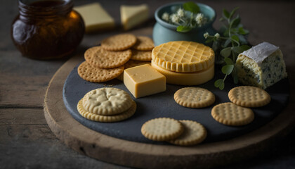 Cheese and Biscuits Plate Food