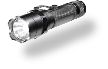 Small waterproof flashlight with drop shadow below