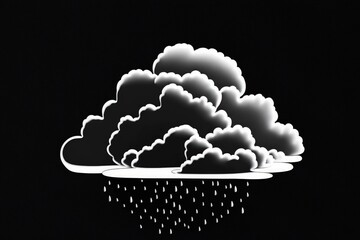 isolated black background with white cloud, Image of a cloudscape in black and white. Generative AI