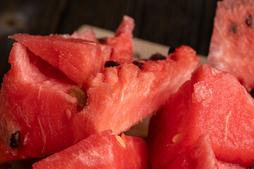 Ripe red watermelon cut into pieces