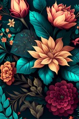 floral pattern with colorful flower Illustration