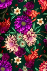  floral pattern with colorful flower Illustration © arlila