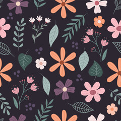 Botanical spring summer flower pattern