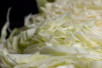 Sliced white cabbage on the table