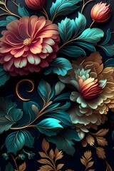 Naklejka na ściany i meble floral pattern with colorful flower Illustration