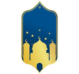 Blue Gold Ramadan Mosque Frame poster with moon and star decoration