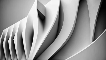 Abstract architecture background. Modern white interior disign. 3d illustration, Art to print. Generative AI.