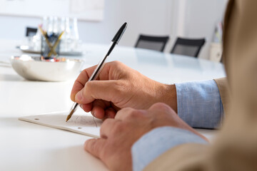 Detail of hand writing on block