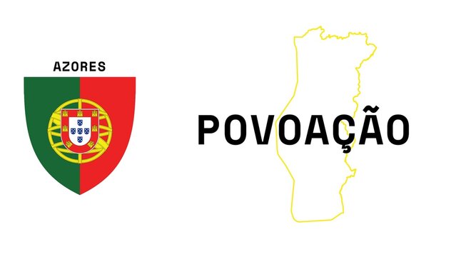 Povoação: Illustration mit dem Ortsnamen der portugiesischen Stadt Povoação in der Region Azores