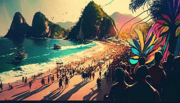 Carnival party brazil paint beach 
