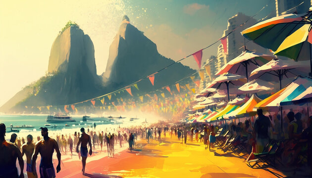 Carnival party brazil paint beach 