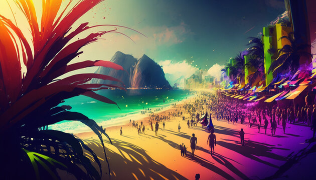Carnival party brazil paint beach 