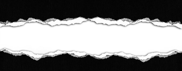 Ripped black paper on plain background, space for copy