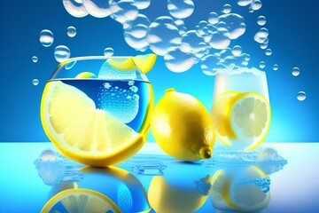 Fototapeta na wymiar lemon in the glass - Generate AI