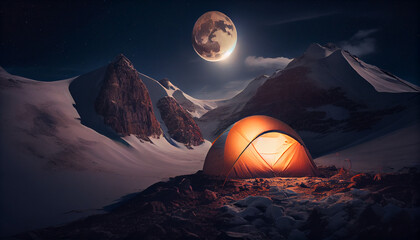 Fototapeta na wymiar camping in nature adventure mountain beach generated by AI