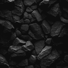 Realistic Black stone grunge background, rough rock wall texture