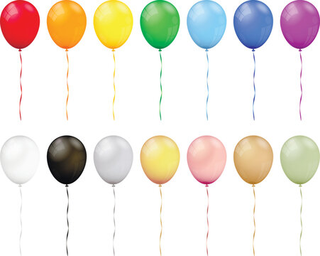 Vector set of realistic isolated colorful balloons