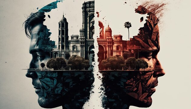 Super Imposed City in 2 Men's Faces