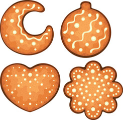 Gingerbread cookies . Winter homemade sweets . New year's baking figures . Holidays,Christmas and New Year. 