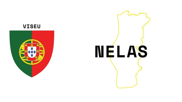 Nelas: Illustration mit dem Ortsnamen der portugiesischen Stadt Nelas in der Region Viseu