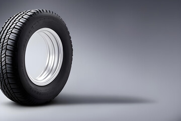 car wheel isolated on white background. car wheel on white background. car tire closeup. car tire close up. track background. tire. tire concept. car tire closeup. tire treads. AI generated.