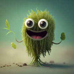 Cute Cartoon Seaweed Character (Generative AI)