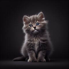 British kitten on black background. Generative AI