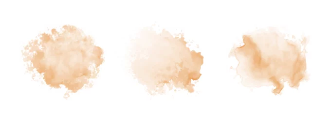 Gordijnen Peach watercolor splash on white background. Vector brown watercolour texture. Ink paint brush stain. Watercolor pastel splash. Peach water color splatter on light background © AminaDesign